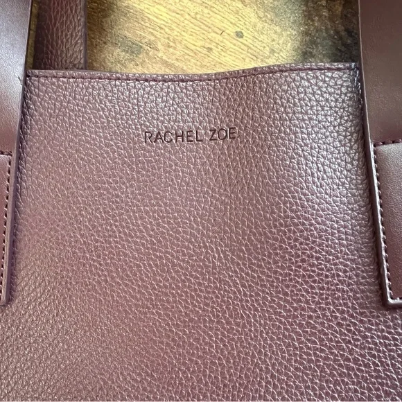 Rachel Zoe Deep Wine/Maroon Leather Tote Bag with Minimalist Design - Picture 5 of 7